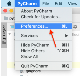 Preferences PyCharm на Mac