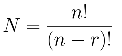 N=\frac<n!></noscript></p><p><(n - r)!>» width=»224″ height=»103″/></p><div style=